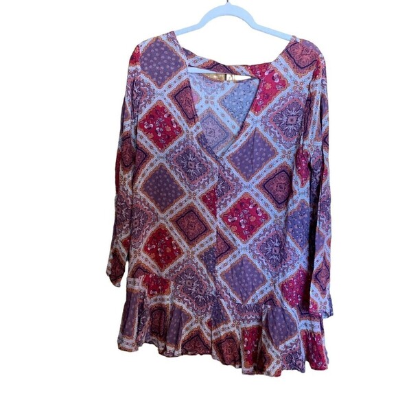 Altar'd State Womens Size Medium Multicolor Rayon Paisley Print Blouse - Picture 3 of 5